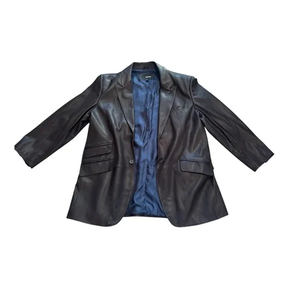 Vintage Murano Lamb Skin Leather Black Men’s Size XL Lined Blazer Coat - Picture 8 of 8